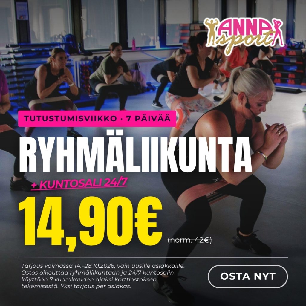 Tutustumisviikko: ryhmäliikunta + kuntosali 24/7, 14,90 € (norm. 42 €)